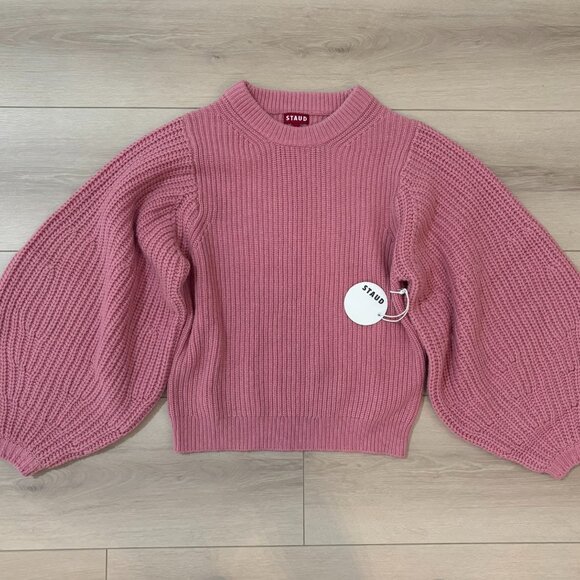 Staud Aura Ribbed Wool-Blend Sweater in Damask Pink - Picture 3 of 5